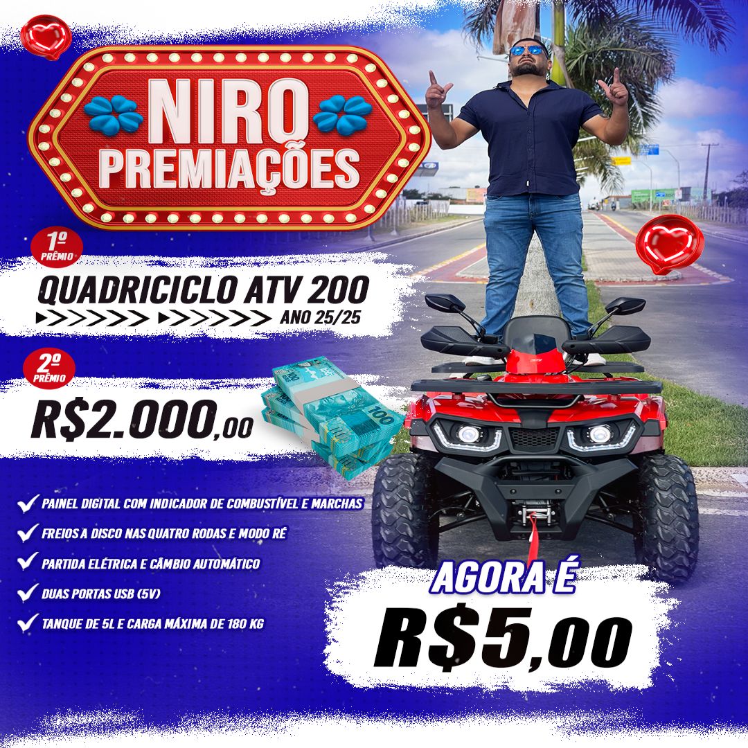 QUADRICICLO ATV 200 ANO 2025 + UMA POUPANÇA DE 2.000 REAIS!